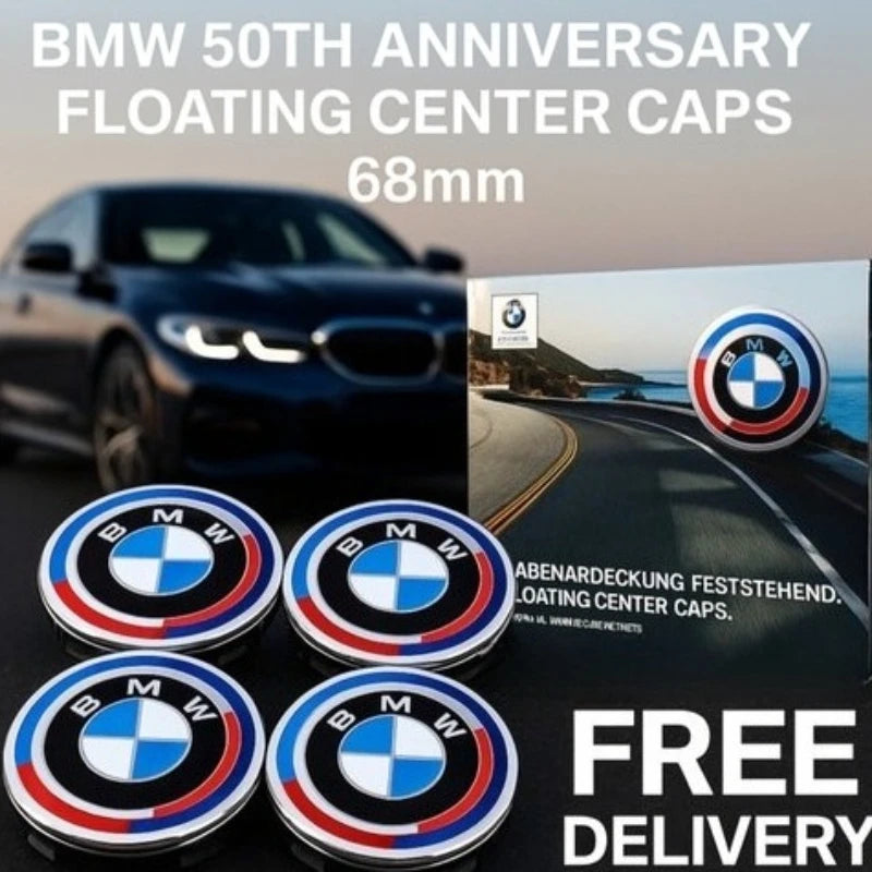 4-Piece Floating Wheel Center Caps 56/68 mm – Replacement Hub Caps for BMW E90, E92, F30, F10, F11, F25, E70, E83, F04 Series