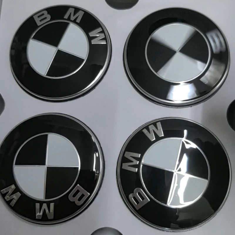 4-Piece Floating Wheel Center Caps 56/68 mm – Replacement Hub Caps for BMW E90, E92, F30, F10, F11, F25, E70, E83, F04 Series