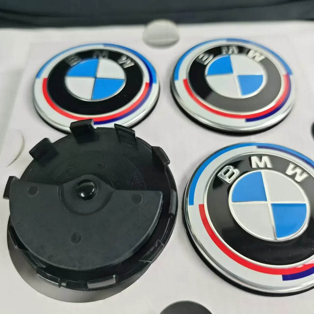 4-Piece Floating Wheel Center Caps 56/68 mm – Replacement Hub Caps for BMW E90, E92, F30, F10, F11, F25, E70, E83, F04 Series