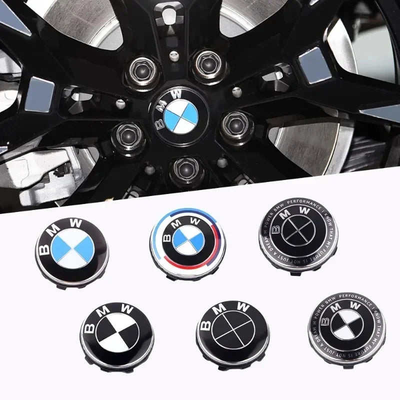4-Piece Floating Wheel Center Caps 56/68 mm – Replacement Hub Caps for BMW E90, E92, F30, F10, F11, F25, E70, E83, F04 Series