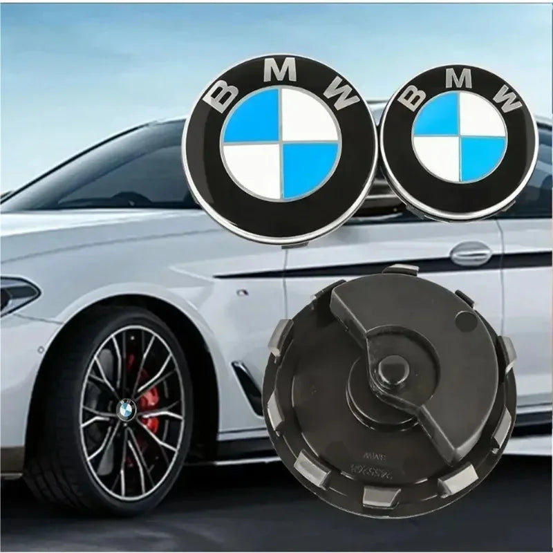 4-Piece Floating Wheel Center Caps 56/68 mm – Replacement Hub Caps for BMW E90, E92, F30, F10, F11, F25, E70, E83, F04 Series