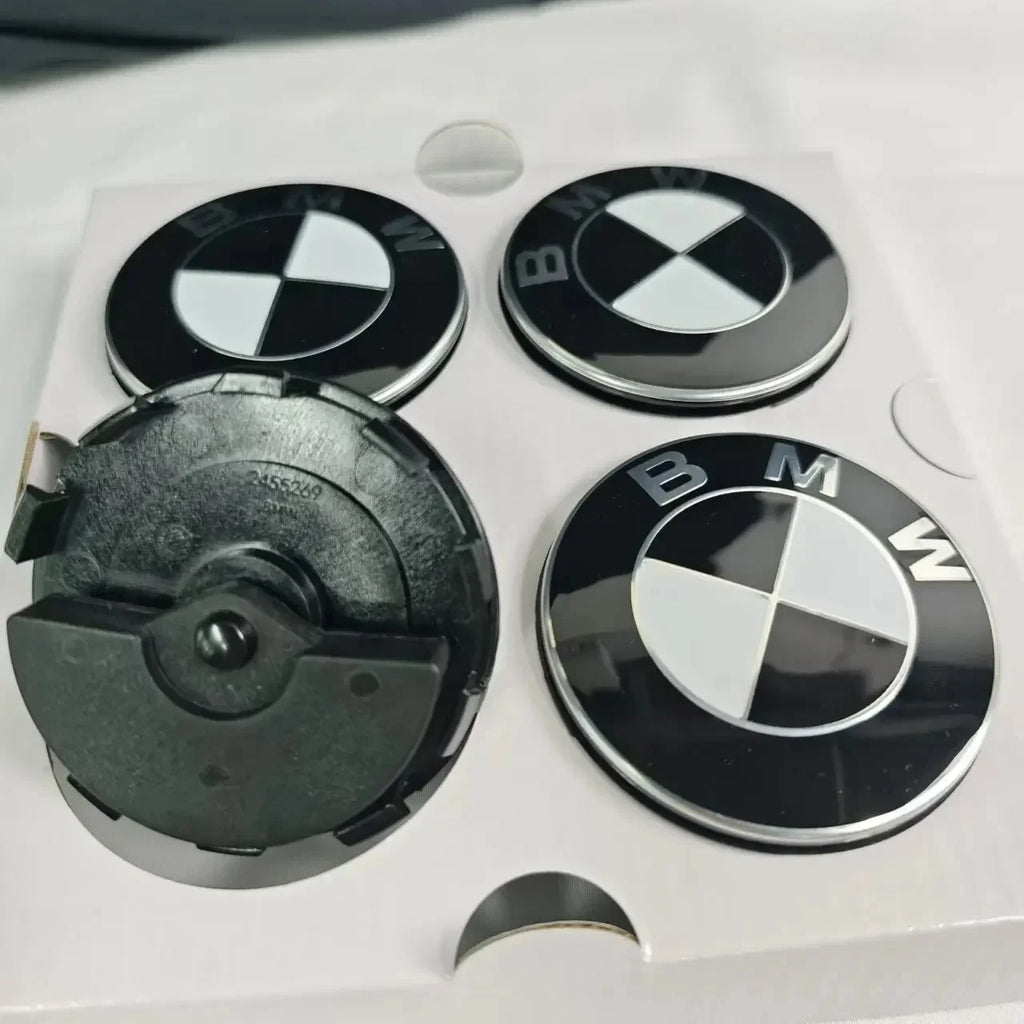 4-Piece Floating Wheel Center Caps 56/68 mm – Replacement Hub Caps for BMW E90, E92, F30, F10, F11, F25, E70, E83, F04 Series