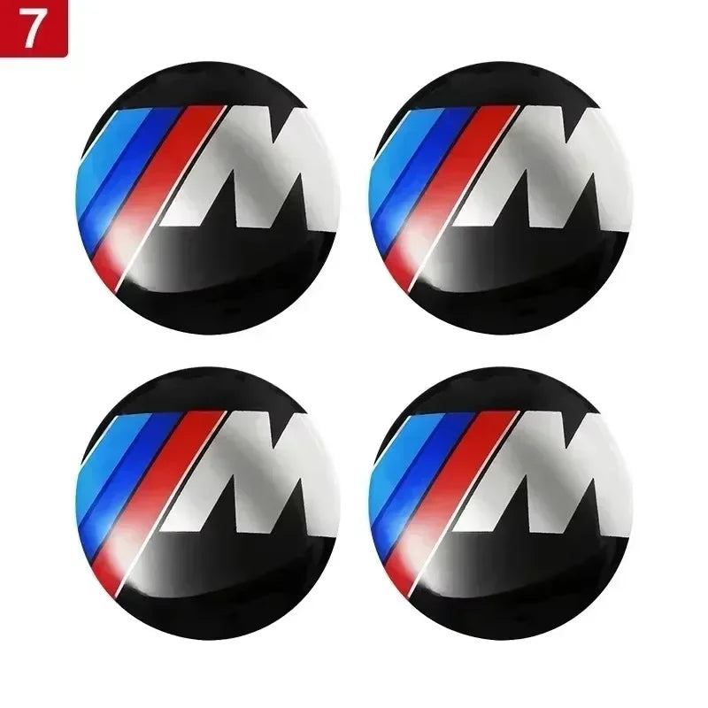 4-Piece Wheel Center Caps 56/65 mm – Badge Hubcap Stickers for BMW M Series (M3, X5, X3, E46, E90, F10, F30, G20, etc.)