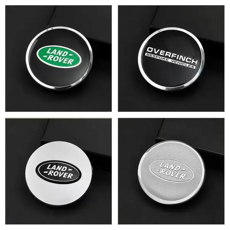 4-Piece Wheel Center Hub Caps 62/63 mm – Emblem Logo Covers for Land Rover / Range Rover / Discovery / Defender / Evoque