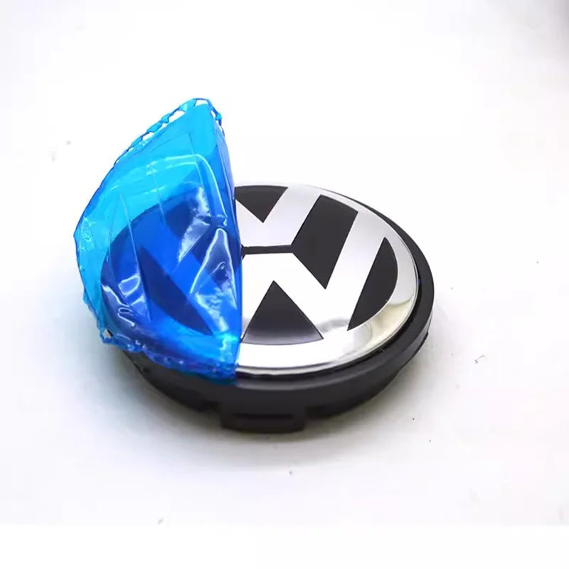 4-Piece Wheel Center Caps 55/56/65/70/76 mm – Hub Caps for VW Jetta, Golf, Passat (ABS + Aluminum)