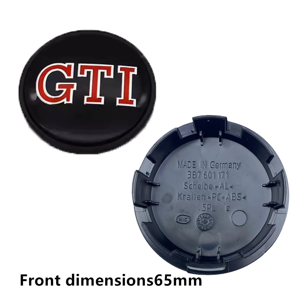 4-Piece Wheel Center Caps 55/56/65/70/76 mm – Hub Caps for VW Jetta, Golf, Passat (ABS + Aluminum)