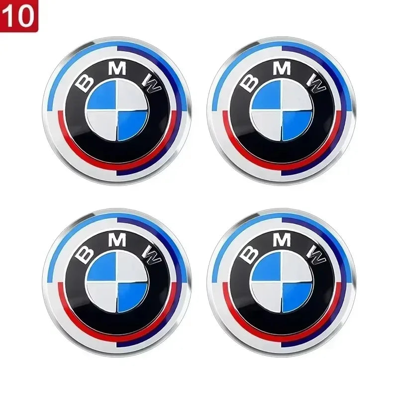 4-Piece Wheel Center Caps 56/65 mm – Badge Hubcap Stickers for BMW M Series (M3, X5, X3, E46, E90, F10, F30, G20, etc.)