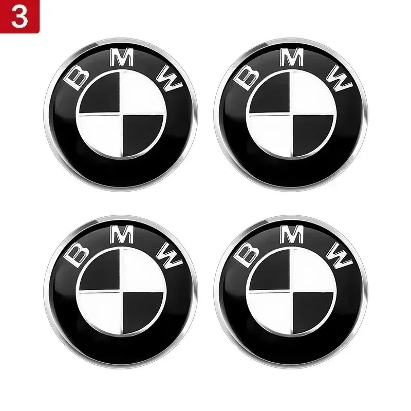 4-Piece Wheel Center Caps 56/65 mm – Badge Hubcap Stickers for BMW M Series (M3, X5, X3, E46, E90, F10, F30, G20, etc.)